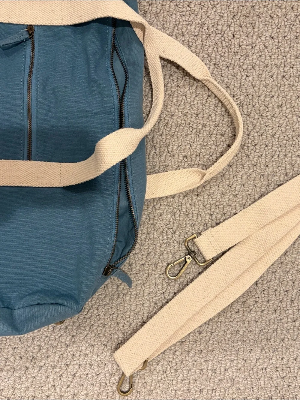KNOWN SUPPLY Blue Organic Cotton Canvas Weekender Duffel Bag Travel Bag
